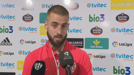 Jorge Pulido, en la zona mixta de El Toralín.