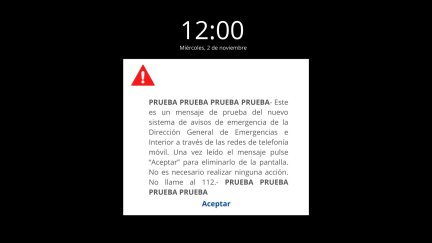 Mensaje de alerta del sistema ES-Alert. / Europa Press