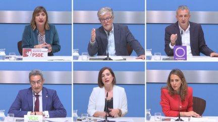 Portavoces de los diferentes grupos municipales de Zaragoza tras el discurso en el Debate del estado de la ciudad del alcalde Jorge Azcón.