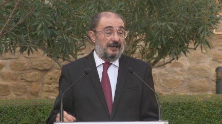 El presidente Lambán, este miércoles en Alcañiz.