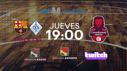 El duelo entre Barça CBS y Casademont Zaragoza de este jueves podrá vivirse en Aragón Deporte.