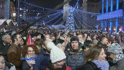 Celebración de la Nochevieja 2019 en la plaza del Pilar.