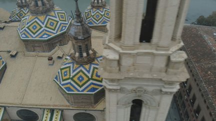 Vista aérea de la Basílica del Pilar de Zaragoza.