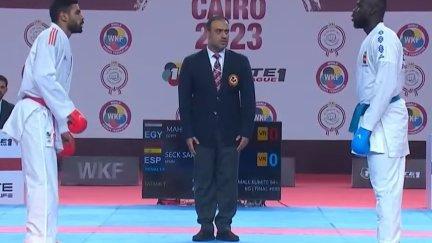 Babacar Seck, en un instante de la final disputada ante el egipcio Mahmoud Taha Tarek.