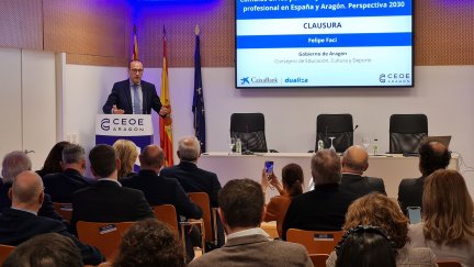 El consejero Felipe Faci, durante la clausura del acto este miércoles. / Gobierno de Aragón