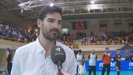 Maxi Torcello atiende a Aragón Deporte tras la final de la Copa del Rey en Soria.