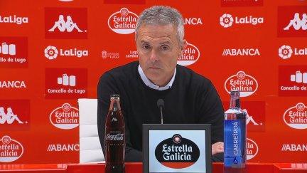 Fran Escribá, en la zona mixta de el estadio Anxo Carro.