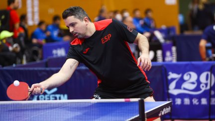 Jorge Cardona, durante su participación en el ITTF Costa Brava Spanish Para Open 2023.