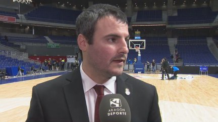 Cantero, entrevistado tras el partido. Foto: Aragón Deporte