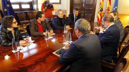 Representantes de Finsa y Adeo se han reunido con Javier Lambán y Marta Gascón. / Gobierno de Aragón