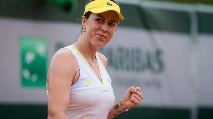 Pavliuchenkova durante un encuentro en Roland Garros.