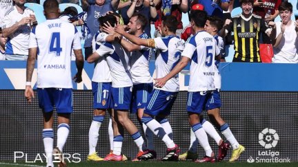 Celebración de un gol del Real Zaragoza en la Romareda. Foto: LaLiga