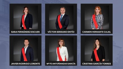 Sara Fernández, Víctor Serrano, Carmen Herrarte, Cristina García, Javier Rodrigo y María Antoñanzas.