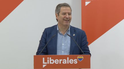 Imagen de archivo de Daniel Pérez Calvo en una rueda de prensa de Ciudadanos.