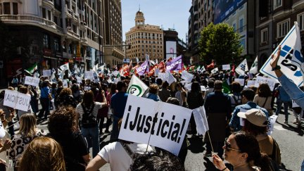 Funcionarios de Justicia durante la manifestación convocada en Madrid. / Europa Press.