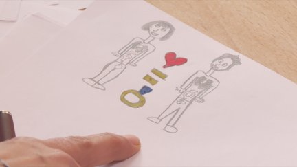 Un dibujo de un hombre y una mujer.