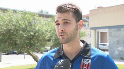 Jorge Palos entrevistado para Aragón Deporte. Foto: Aragón Deporte