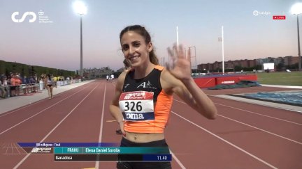 Elena Daniel Sorolla antes de la prueba de los 100 metros.