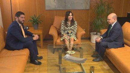 Encuentro entre Vox y la presidenta de las Cortes de Aragón este miércoles.