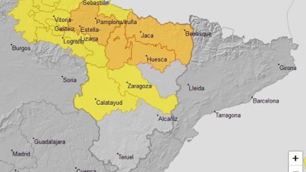 Mapa de avisos por tormenta de la Agencia Estatal de Meteorología para este viernes. / AEMET