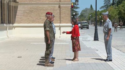 La ministra de Defensa, Margarita Robles, este viernes en su visita a Zaragoza.