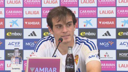 Francho Serrano, durante su comparecencia tras el encuentro.