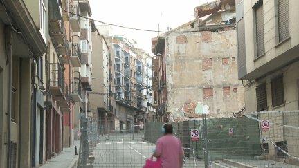 El edificio número 21 de la calle de San Francisco de Teruel que colapsó el pasado 13 de junio.