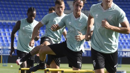 Imagen de un entrenamiento reciente en El Alcoraz.