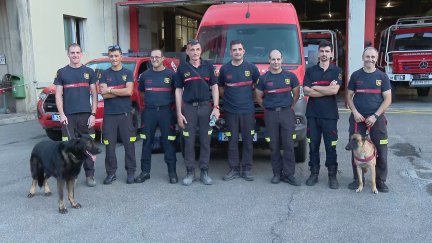 El equipo de bomberos de Zaragoza que viaja a Marruecos.