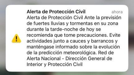 Mensaje de prueba del sistema ES-Alert en Aragón.
