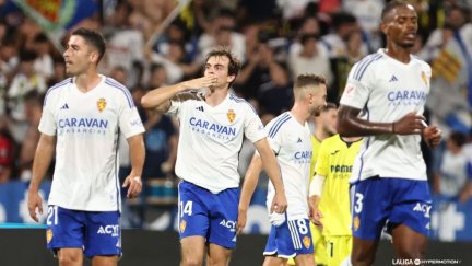 Francho celebra su gol en la primera jornada ante el Villarreal B. Foto: LaLiga