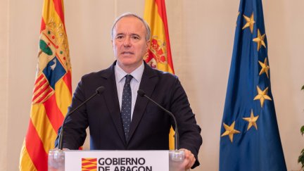 El Presidente de Aragón, Jorge Azcón, durante su declaración institucional. / Gobierno de Aragón