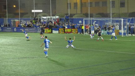 Celebración del tercer gol del Utebo ante la Real Sociedad C.