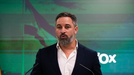 Abascal, durante la rueda de prensa en la sede de su partido. / Europa Press. Matías Chiofalo