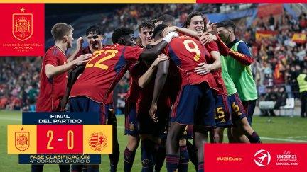 Imagen de la celebración de uno de los goles. Foto: RFEF
