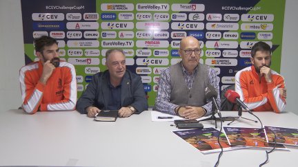 Imagen de la rueda de prensa que ha tenido lugar este lunes en Teruel.
