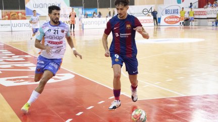 Carlos García, en el partido ante el Barça Atlètic en el que se lesionó.