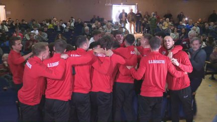 Momento en el que la UD Barbastro conocía su rival en la Copa del Rey