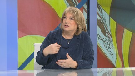 La consejera de Presidencia, Interior y Cultura, Tomasa Hernández, en una entrevista en el programa Buenos Días de Aragón TV.
