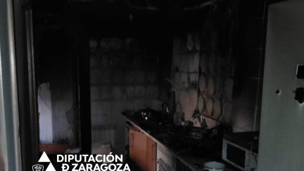 Escena del incendio de la vivienda. / Diputación de Zaragoza