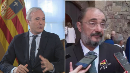 Azcón y Lambán, en sendas imágenes de archivo.