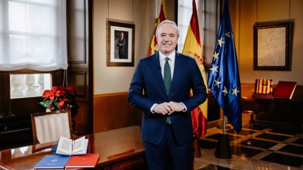 El presidente de Aragón, Jorge Azcón, en el discurso de fin de año 2023. / Gobierno de Aragón