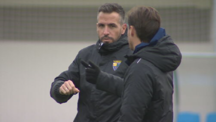 Raúl Jardiel, durante el último entrenamiento del CD Teruel. Foto: Aragón Deporte