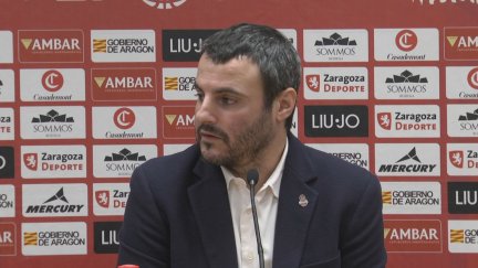 Carlos Cantero, en la rueda de prensa postpartido. Foto: Aragón Deporte