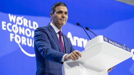 El presidente del Gobierno, Pedro Sánchez, este miércoles en Davos. / EFE