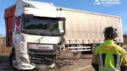 Imagen del camión implicado en el choque. / Diputación Zaragoza