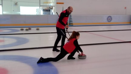 Lucas Munuera y Aurora Tesa (CH Jaca), durante la competición este pasado fin de semana.