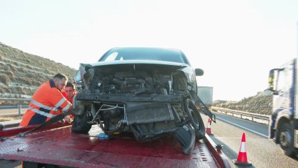 Uno de los coches involucrados en el accidente.