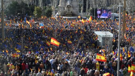 Manifestación convocada por el PP este domingo en Madrid. / Europa Press