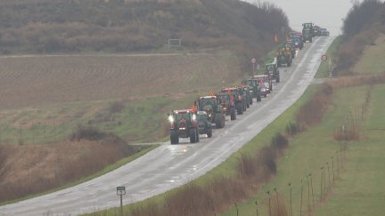 Agricultores del Bajo Cinca han realizado una marcha lenta por la provincia de Huesca.